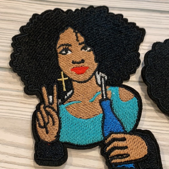 Peace Queen Soda Pop Cross Earrings and puff with hoop earring’s Iron-On Patch - Picture 3 of 3